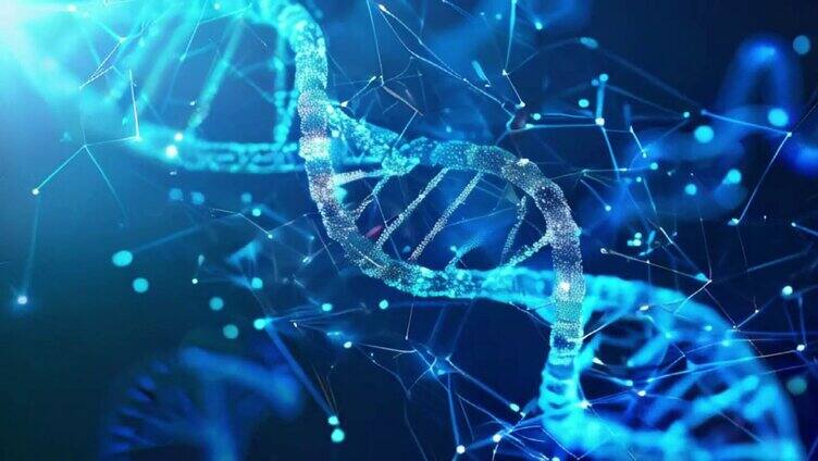 生物DNA蓝色染色体三维效果
