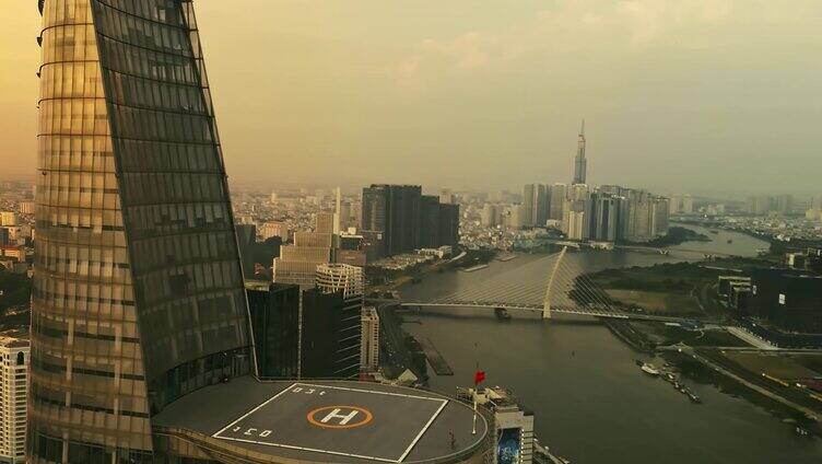 越南胡志明市城市航拍城市夜景