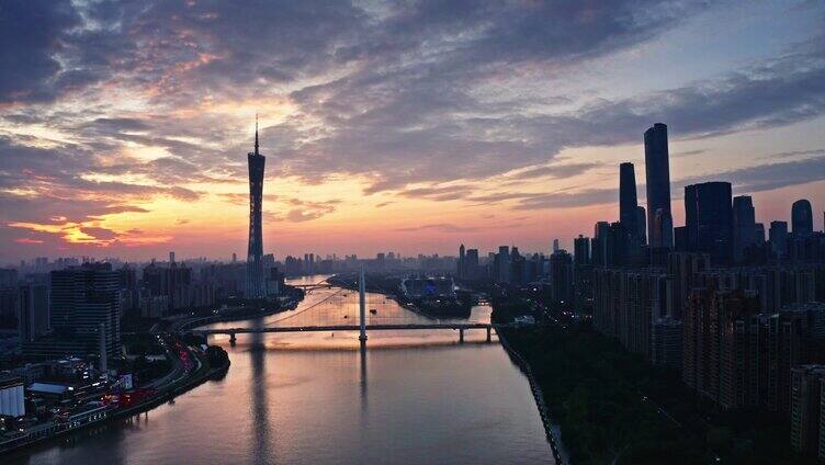 广州珠江新城日景夜景4K航拍