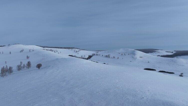 航拍呼伦贝尔大雪原白雪皑皑