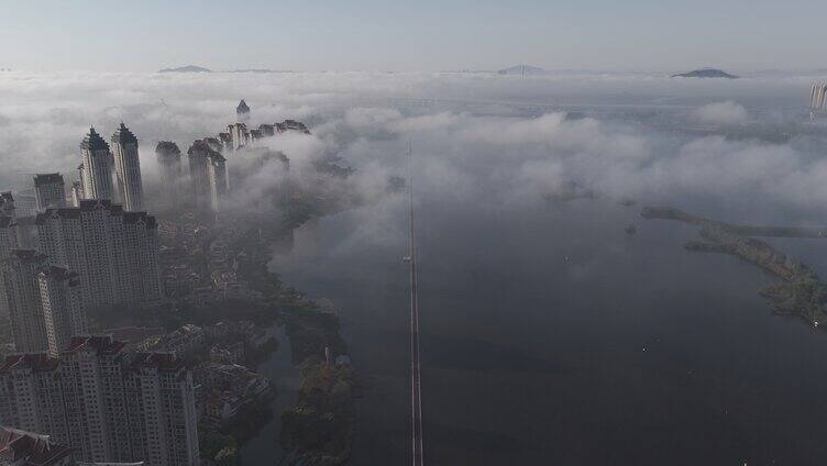 厦门平流雾日出水晶湖郡延时 视频