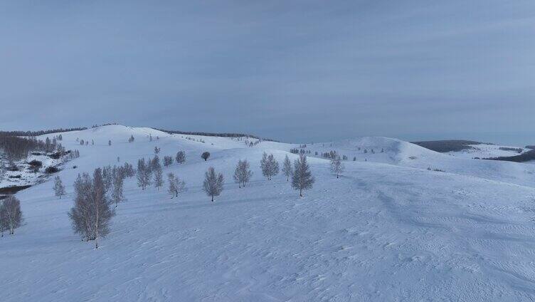 航拍呼伦贝尔大雪原白雪皑皑