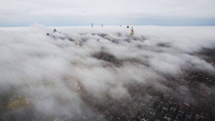 美国纽约国外曼哈顿雾天阴天城市高清4K