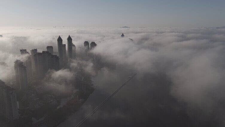 厦门平流雾日出水晶湖郡延时 视频