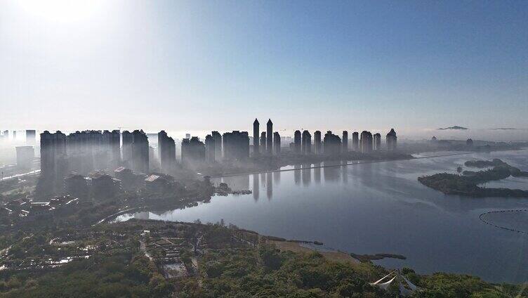 厦门平流雾日出水晶湖郡延时 视频