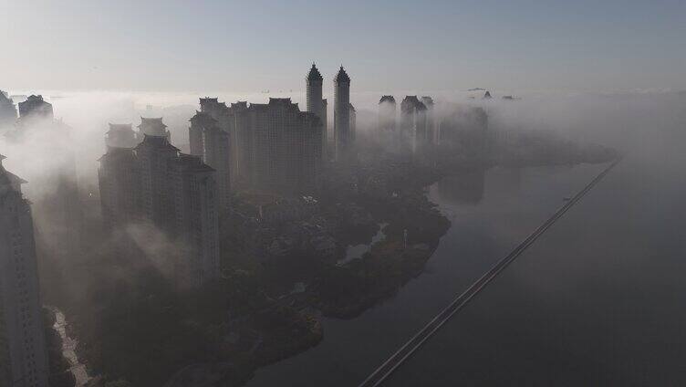 厦门平流雾日出水晶湖郡延时 视频