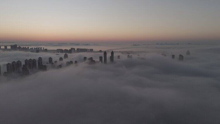 厦门平流雾日出水晶湖郡延时 视频