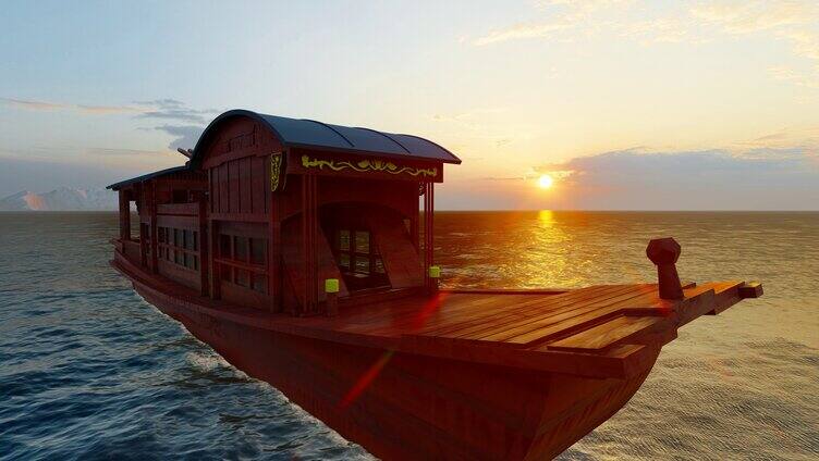 南湖红船迎着太阳扬帆起航