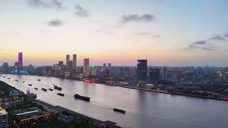 航拍上海城市风景 黄浦江沿岸滨江风景
