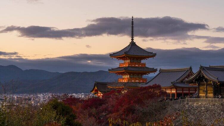 日本高清4K街景京都清水寺日式寺庙宫殿历