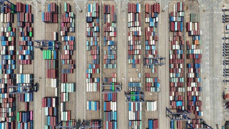 港口航拍集装箱物流运输