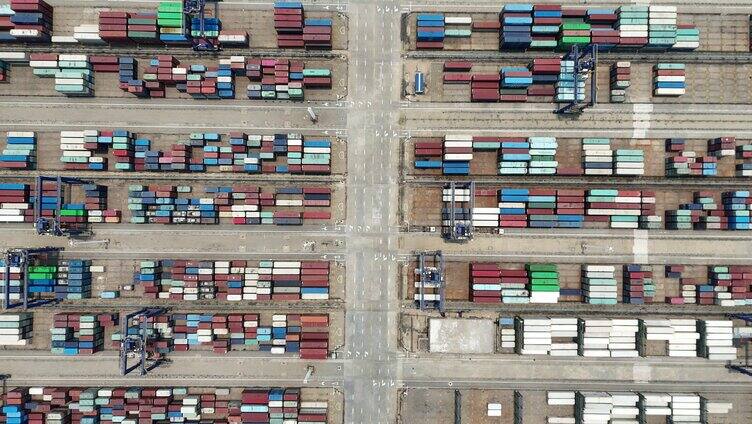 港口航拍集装箱物流运输