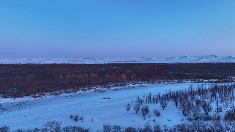 航拍内蒙古亚洲第一湿地雪景