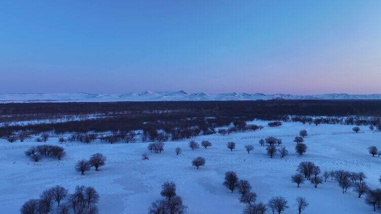 航拍内蒙古亚洲第一湿地雪景