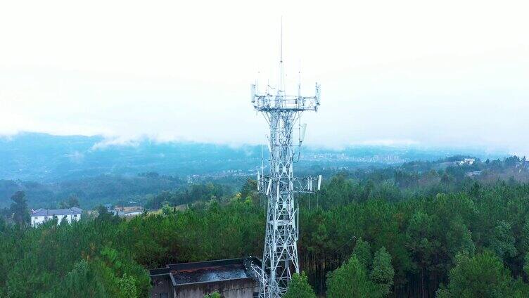 4K航拍基建信号塔5G技术铁塔