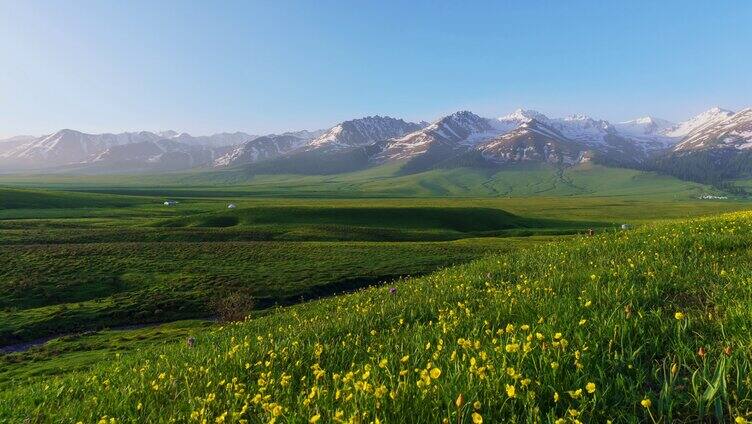 新疆伊犁那拉提空中草原日出光影延时