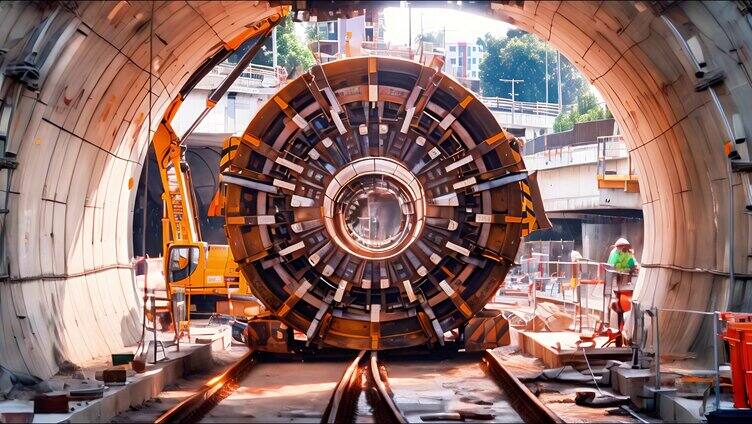 盾构机打通隧道 隧道建设 工地建设