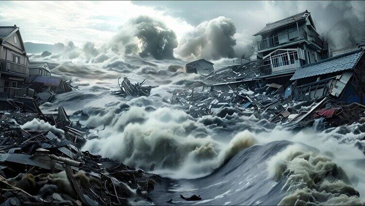自然灾害巨大海啸 天灾