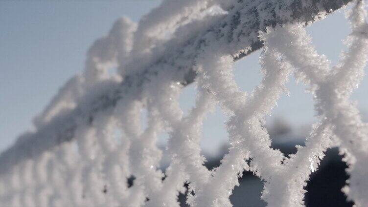 雾凇寒流小雪冬季景观被雪覆盖冷空气降温