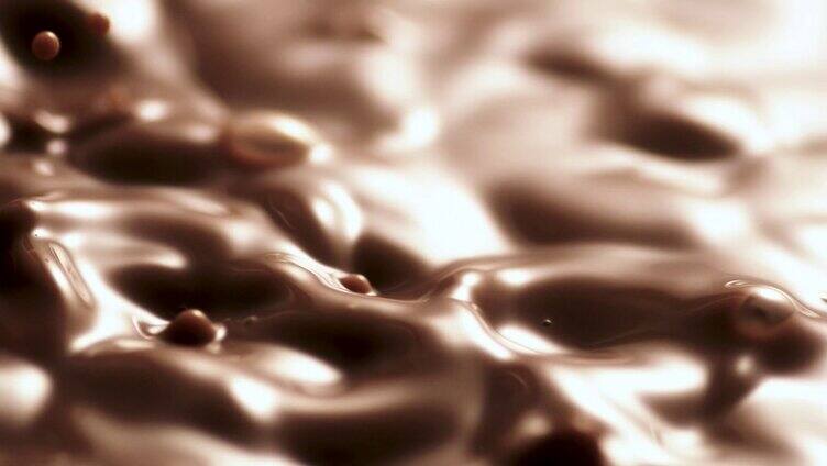 巧克力液浇融化巧克力糖衣的慢动作