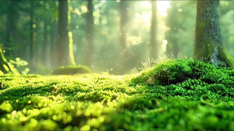 绿色青苔蜗牛爬行 森林自然 呼吸 大自然