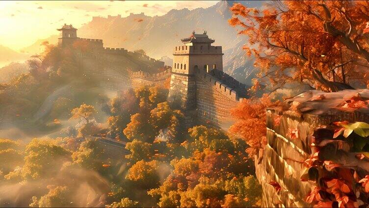中国长城秋天风景 美丽秋季素材长城
