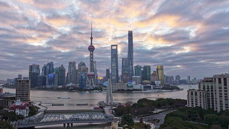 上海4k延时摄影陆家嘴航拍视频