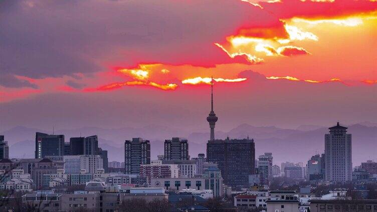 北京景山夕阳延时