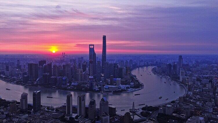 上海航拍日出延时摄影视频