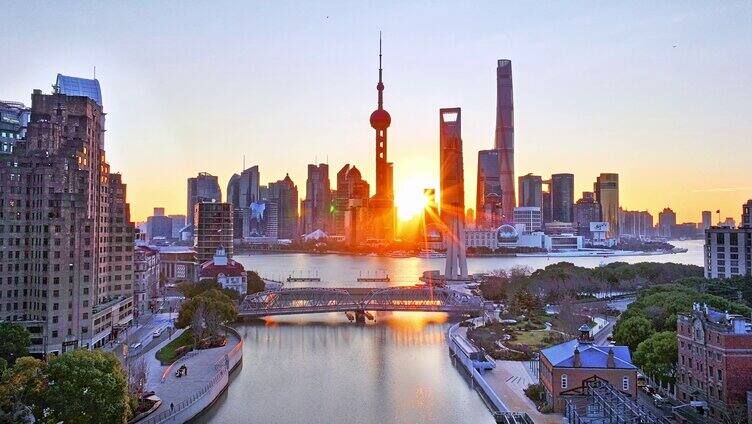 上海4k延时摄影陆家嘴航拍视频乍浦路桥