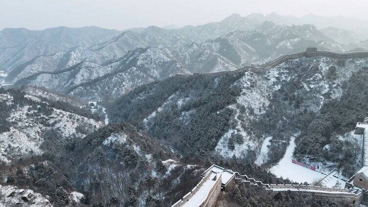 河北金山岭长城冬季雪后风光