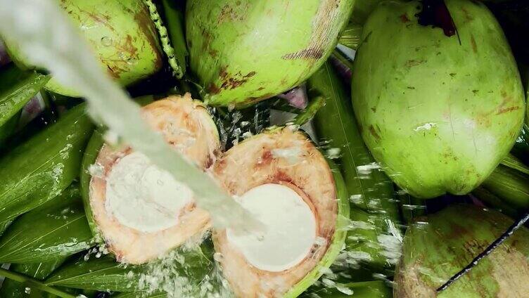 航拍椰树林椰青椰子汁椰子水