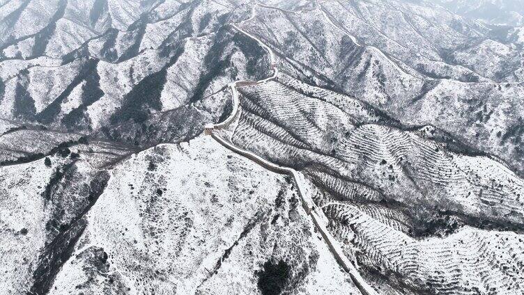 河北金山岭长城冬季雪后风光