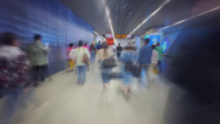 上海换乘地铁拖影延时 上下班人流涌动