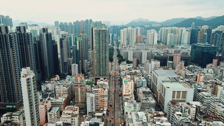 香港深水埗小黄楼街道航拍