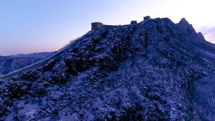 航拍北京司马台长城雪景风光