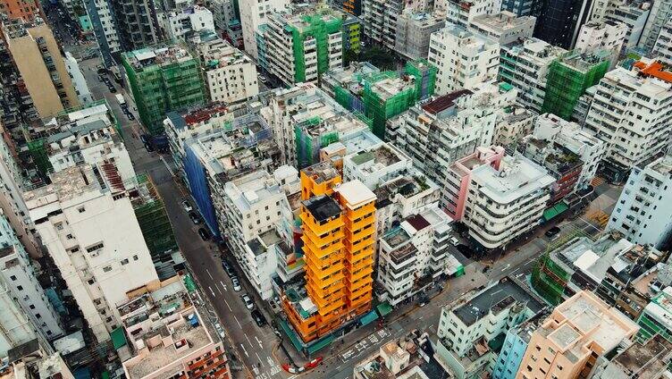 香港深水埗小黄楼街道航拍