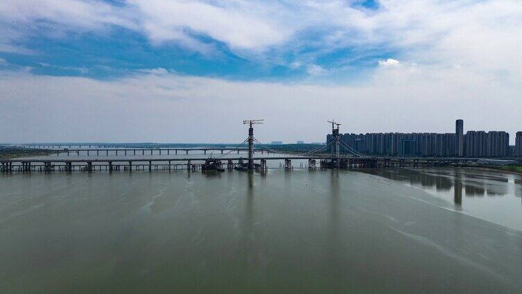 建设中的南昌洪州大桥延时