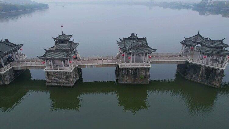 航拍广东潮州广济桥景观