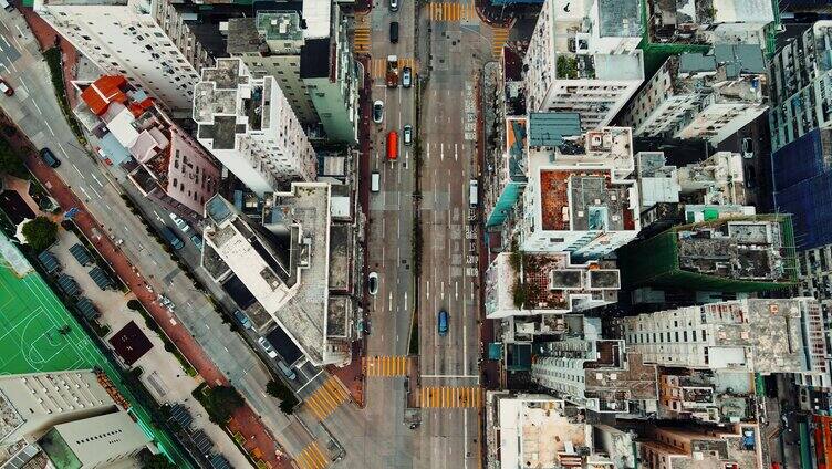 香港深水埗小黄楼街道航拍