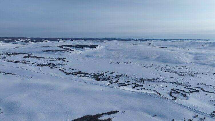 航拍呼伦贝尔大雪原白雪皑皑