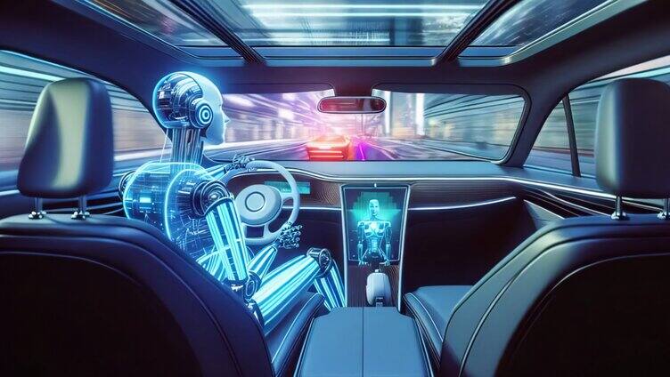 Ai人工智能机器人驾驶汽车4K