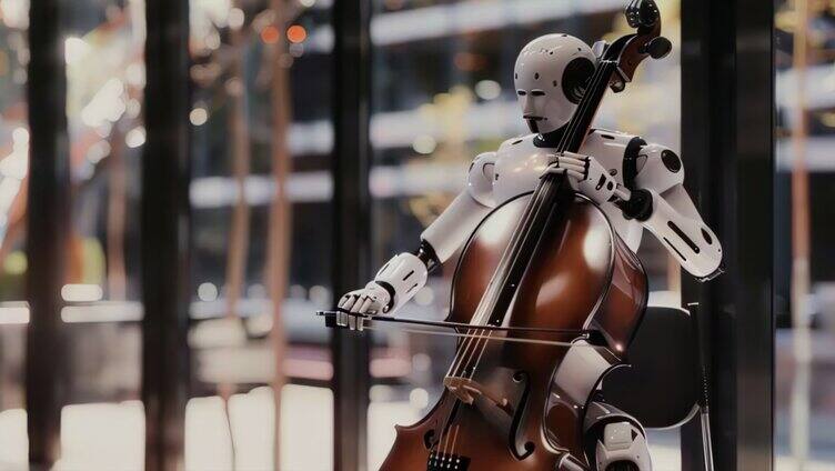 AI机器人拉小提琴4K