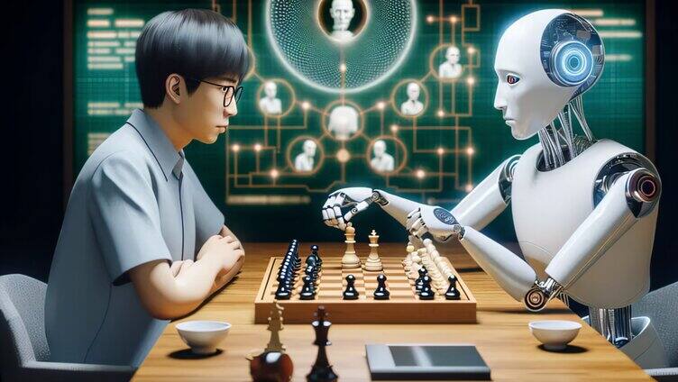 AI机器人和人类棋手下国际象棋4K