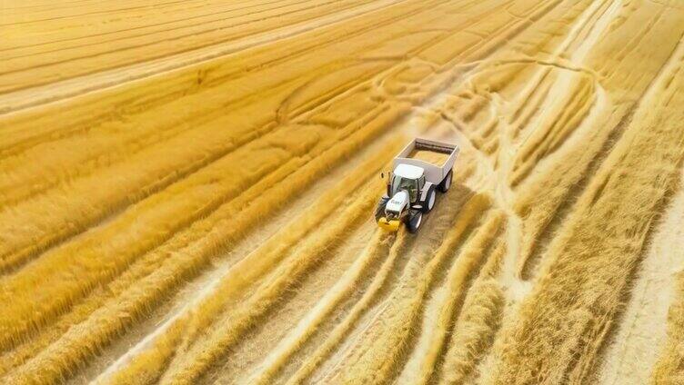 丰收小麦收割机收割麦子