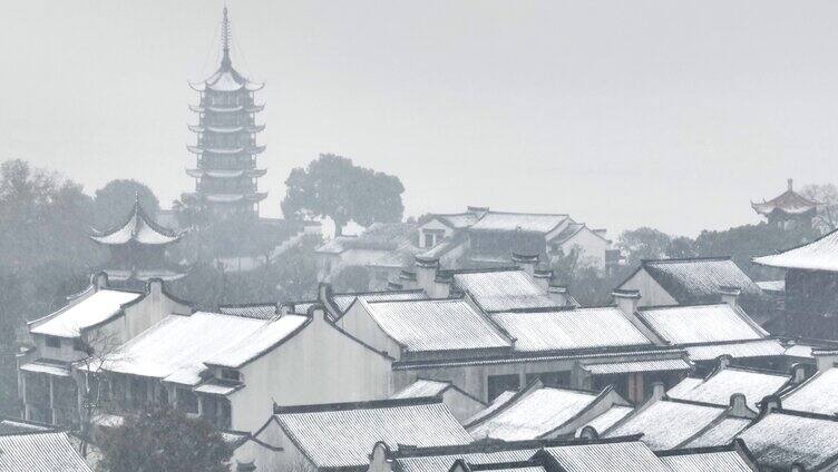 浙江盐官古城雪景