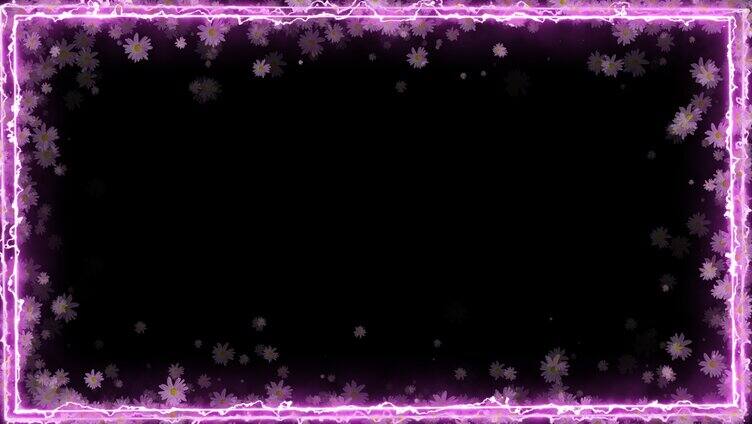 闪电紫色菊花装饰边框