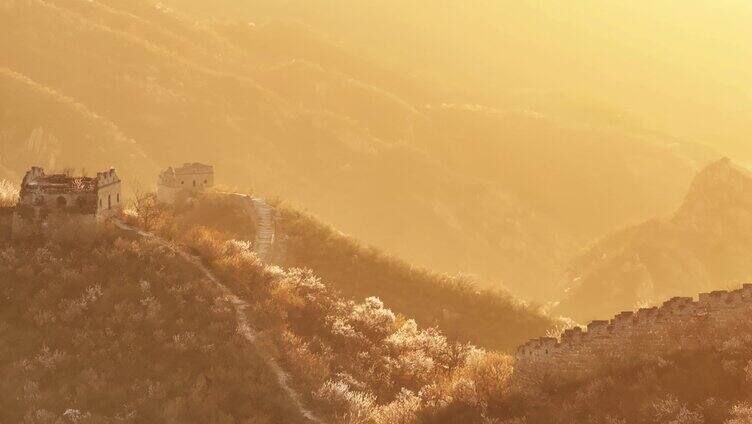 北京大庄科长城春天风光日出美景