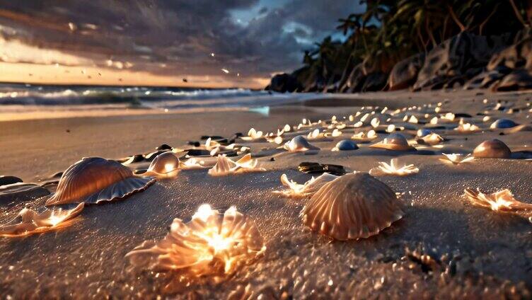 海边发光的贝壳