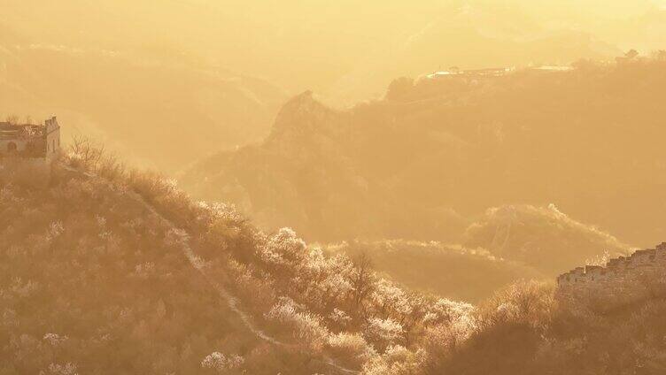 北京大庄科长城春天风光日出美景